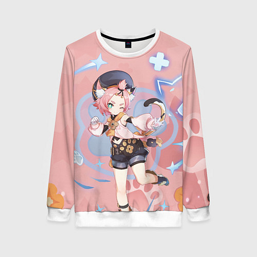 Женский свитшот Cute Diona Genshin Impact / 3D-Белый – фото 1