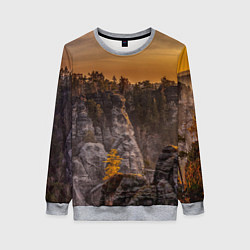 Свитшот женский ГОРЫ И ЛЕС НА ЗАКАТЕ, цвет: 3D-меланж
