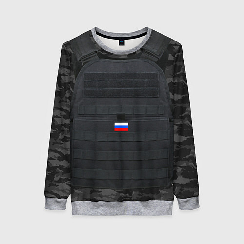 Женский свитшот Бронежилет: Армия России / 3D-Меланж – фото 1