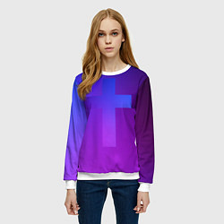 Свитшот женский Крест в неоне, цвет: 3D-белый — фото 2