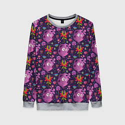 Свитшот женский Чудик и цветочки, цвет: 3D-меланж