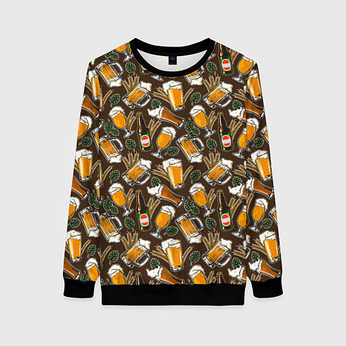 Женский свитшот Хмель и Пиво / 3D-Черный – фото 1
