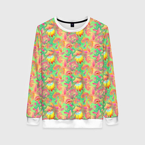 Женский свитшот Магические Грибы Психоделика / 3D-Белый – фото 1