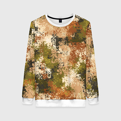 Женский свитшот Камуфляж Василиск Степь / 3D-Белый – фото 1