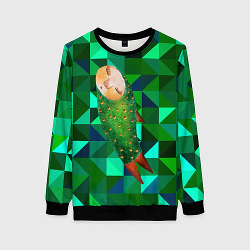 Женский свитшот Рыбка психоделика / 3D-Черный – фото 1