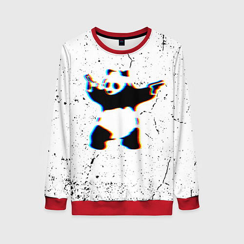 Женский свитшот Banksy Panda with guns Бэнкси / 3D-Красный – фото 1