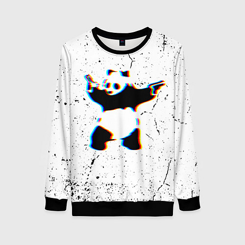 Женский свитшот Banksy Panda with guns Бэнкси / 3D-Черный – фото 1