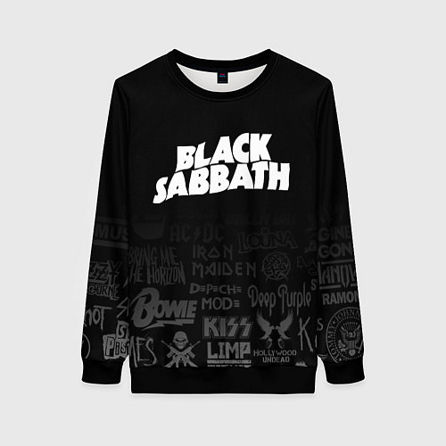 Женский свитшот Black Sabbath логотипы рок групп / 3D-Черный – фото 1