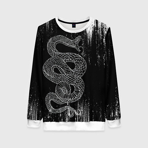 Женский свитшот Snake Краски Змея ЧБ / 3D-Белый – фото 1