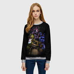 Свитшот женский Five Nights at Freddys - FNAF персонажи игры, цвет: 3D-меланж — фото 2