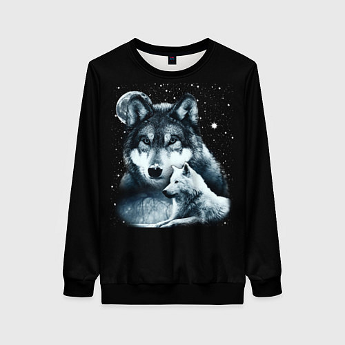 Женский свитшот Ночные Волки / 3D-Черный – фото 1