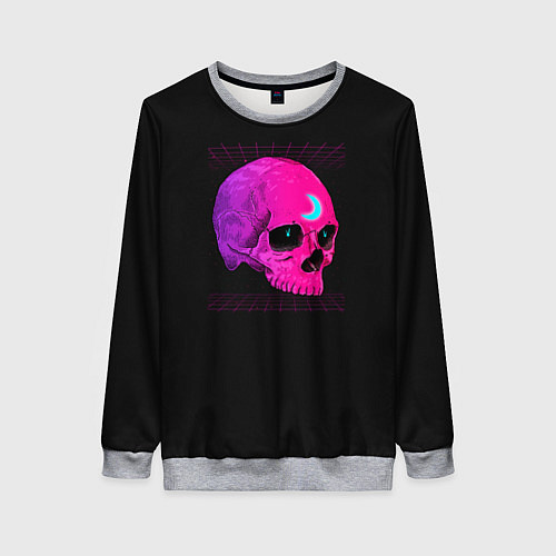 Женский свитшот Неоновый череп с огоньками / 3D-Меланж – фото 1