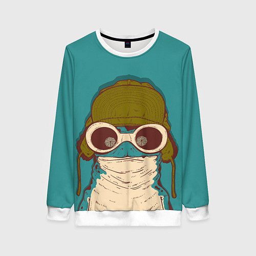 Женский свитшот Крейзи лягуха в шапке / 3D-Белый – фото 1