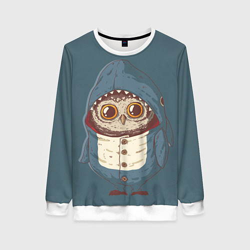 Женский свитшот Совушка-в костюме акулы / 3D-Белый – фото 1