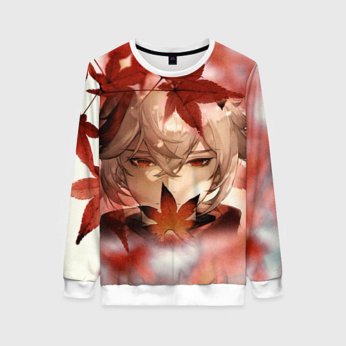 Женский свитшот Кадзуха и кленовые листья / 3D-Белый – фото 1