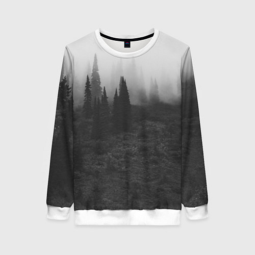 Женский свитшот Туманный лес - туман / 3D-Белый – фото 1