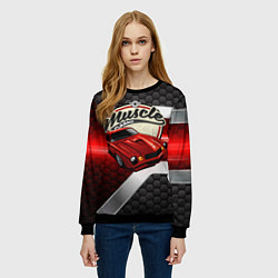 Свитшот женский Muscle Красная классика авто, цвет: 3D-черный — фото 2