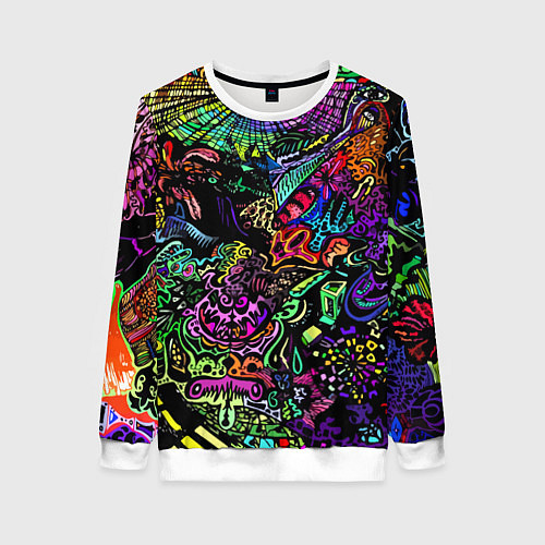 Женский свитшот Абстрактный узор Vanguard Fashion Неон / 3D-Белый – фото 1