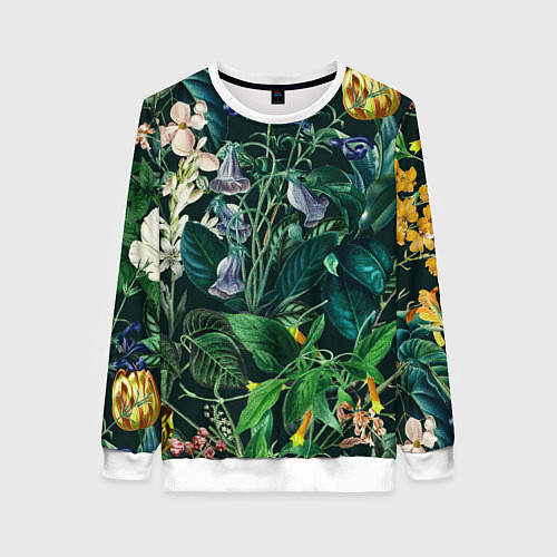 Женский свитшот Цветы Темный Сад / 3D-Белый – фото 1