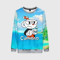 Женский свитшот Cuphead сердитая чашечка