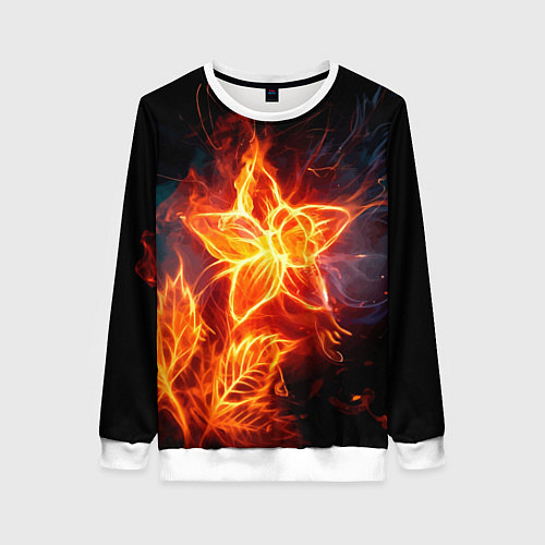 Женский свитшот Flower Neon Fashion 2035 Flame / 3D-Белый – фото 1