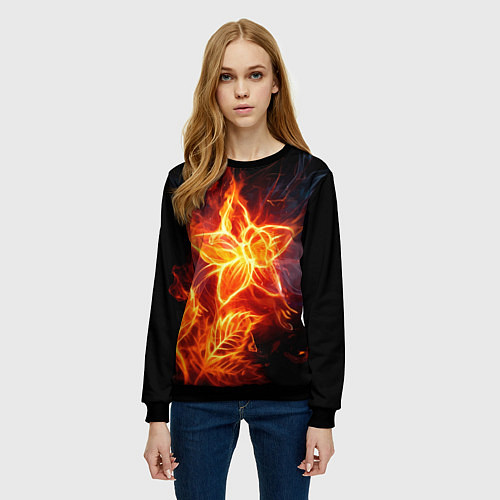 Женский свитшот Flower Neon Fashion 2035 Flame / 3D-Черный – фото 3