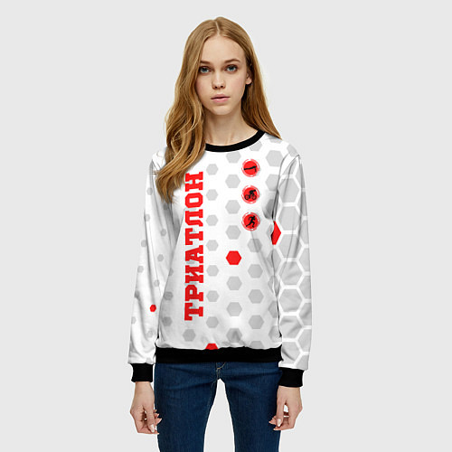 Женский свитшот ТРИАТЛОН - ТРОЕБОРЬЕ / 3D-Черный – фото 3