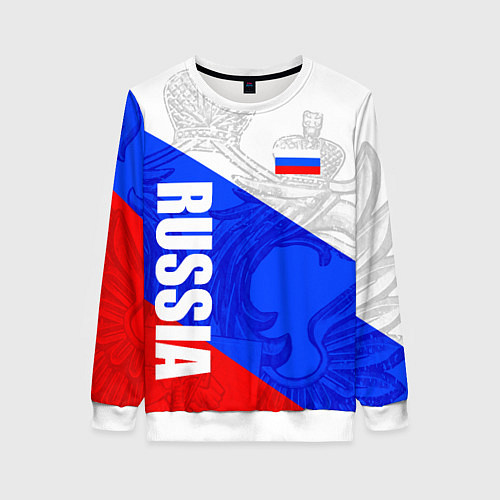 Женский свитшот RUSSIA - SPORTWEAR - ТРИКОЛОР / 3D-Белый – фото 1