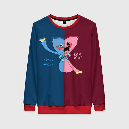 Женский свитшот POPPY PLAYTIME HAGGY WAGGY AND KISSY MISSY / 3D-Красный – фото 1
