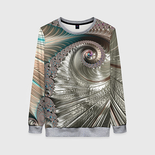 Женский свитшот Fractal pattern Spiral Серебристый фрактал спираль / 3D-Меланж – фото 1
