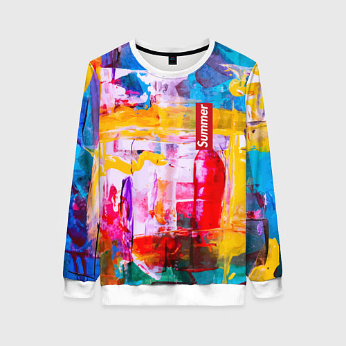 Женский свитшот Импрессионизм Лето Абстракция Impressionism Summer / 3D-Белый – фото 1
