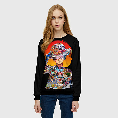 Женский свитшот ВАН ПИС АРКИ В ЛУФФИ ONE PIECE / 3D-Черный – фото 3