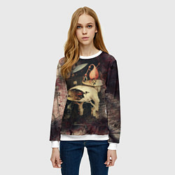 Свитшот женский Иероним Босх Сад земных наслаждений Фрагмент Hiero, цвет: 3D-белый — фото 2