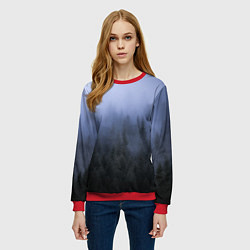 Свитшот женский Лес в ночи, цвет: 3D-красный — фото 2