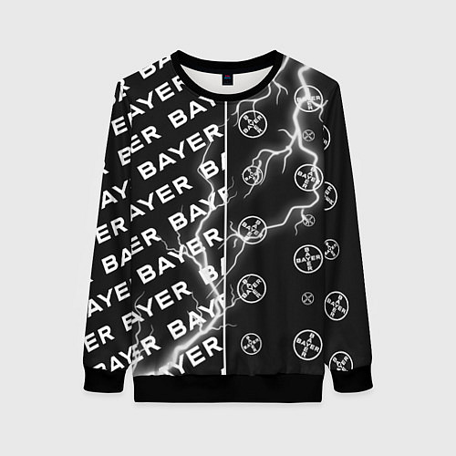 Женский свитшот BAYER - Молнии Паттерны / 3D-Черный – фото 1