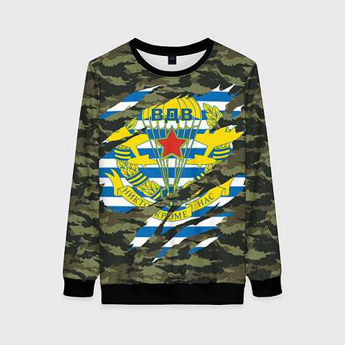 Женский свитшот КАМУФЛЯЖ ВДВ РАЗРЫВ / 3D-Черный – фото 1