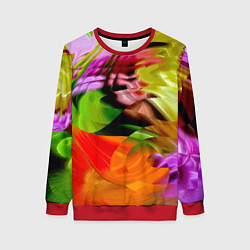 Свитшот женский Разноцветная абстрактная композиция Лето Multi-col, цвет: 3D-красный