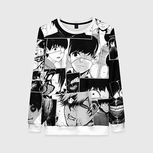 Женский свитшот Токийский гуль паттерн / 3D-Белый – фото 1