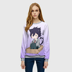 Свитшот женский Амаджики Котик, цвет: 3D-меланж — фото 2