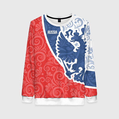 Женский свитшот ГЕРБ РОССИИ С УЗОРАМИ / 3D-Белый – фото 1