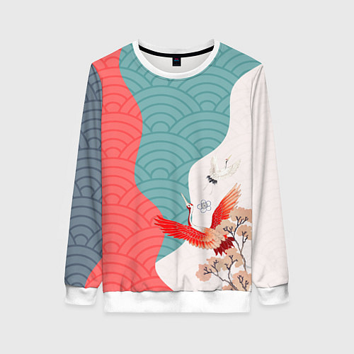 Женский свитшот Японские облака / 3D-Белый – фото 1