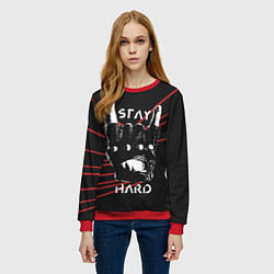 Свитшот женский Stay hard, цвет: 3D-красный — фото 2