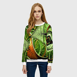 Свитшот женский Растительный абстрактный фрактальный паттерн Veget, цвет: 3D-белый — фото 2