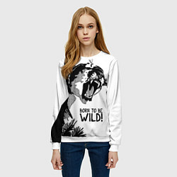Свитшот женский Born to be wild! Cougar, цвет: 3D-белый — фото 2