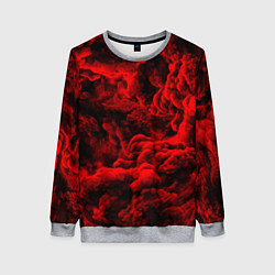 Свитшот женский Красный дым Red Smoke Красные облака, цвет: 3D-меланж