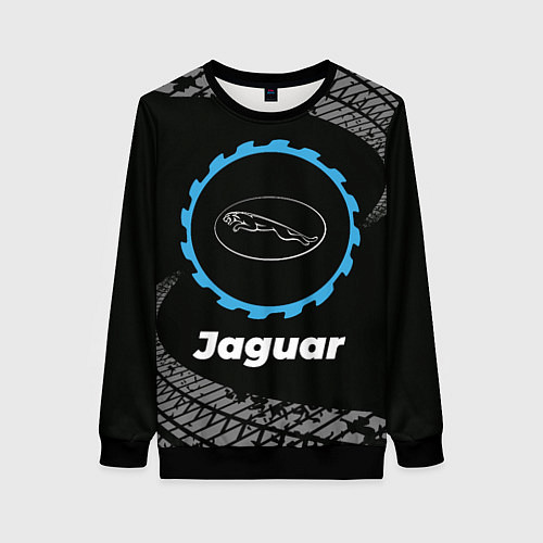 Женский свитшот Jaguar в стиле Top Gear со следами шин на фоне / 3D-Черный – фото 1