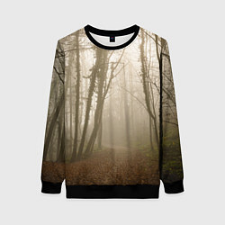 Свитшот женский Туманный лес на восходе, цвет: 3D-черный