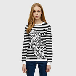 Свитшот женский Боевой тигр, цвет: 3D-белый — фото 2