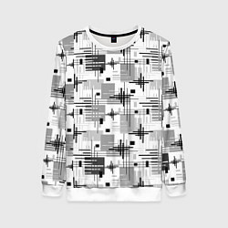 Женский свитшот Черно белый ретро геометрический узор