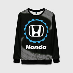 Свитшот женский Honda в стиле Top Gear со следами шин на фоне, цвет: 3D-черный